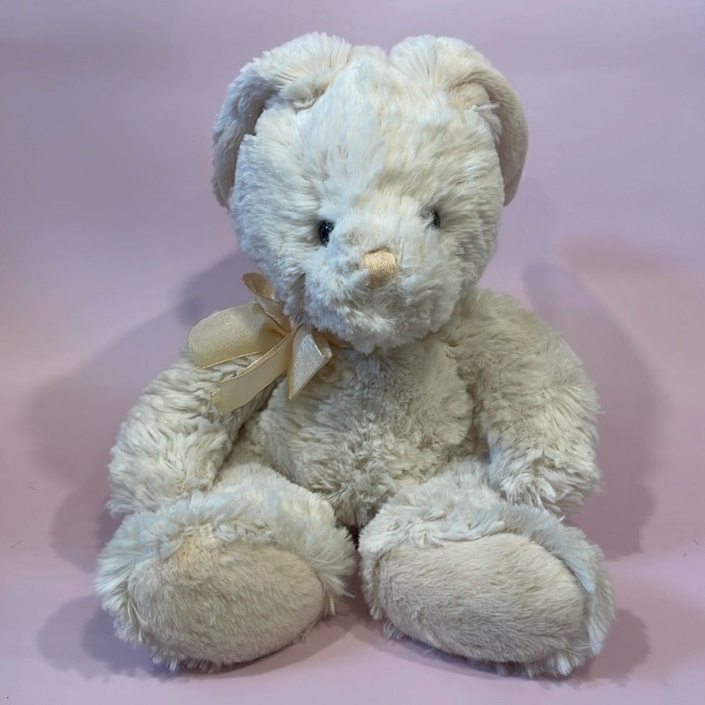 Vintage Russ Berrie Hippity the Bunny Rabbit Ivory/Cream with Cream/Gold Bow EUC